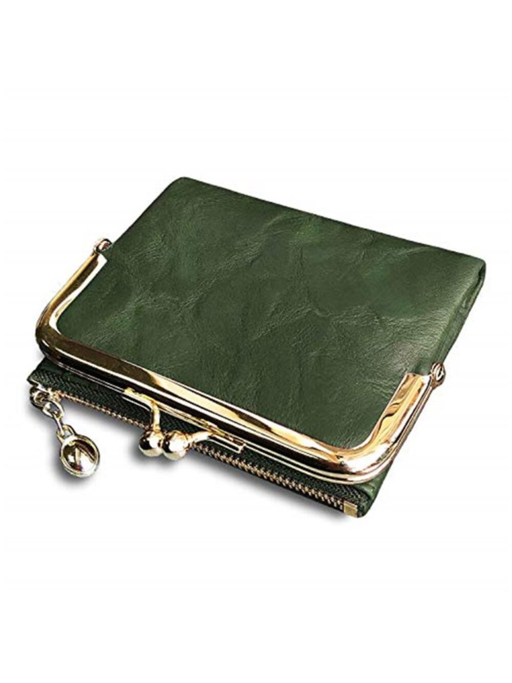 Womens RFID Blocking Compact Small Leather Bifold Wallet Coin Purse Kiss Lock